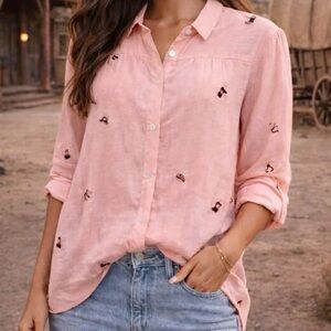 Fig and Flower - Pink Embroidered Cowgirl Women's Top - Sz Small